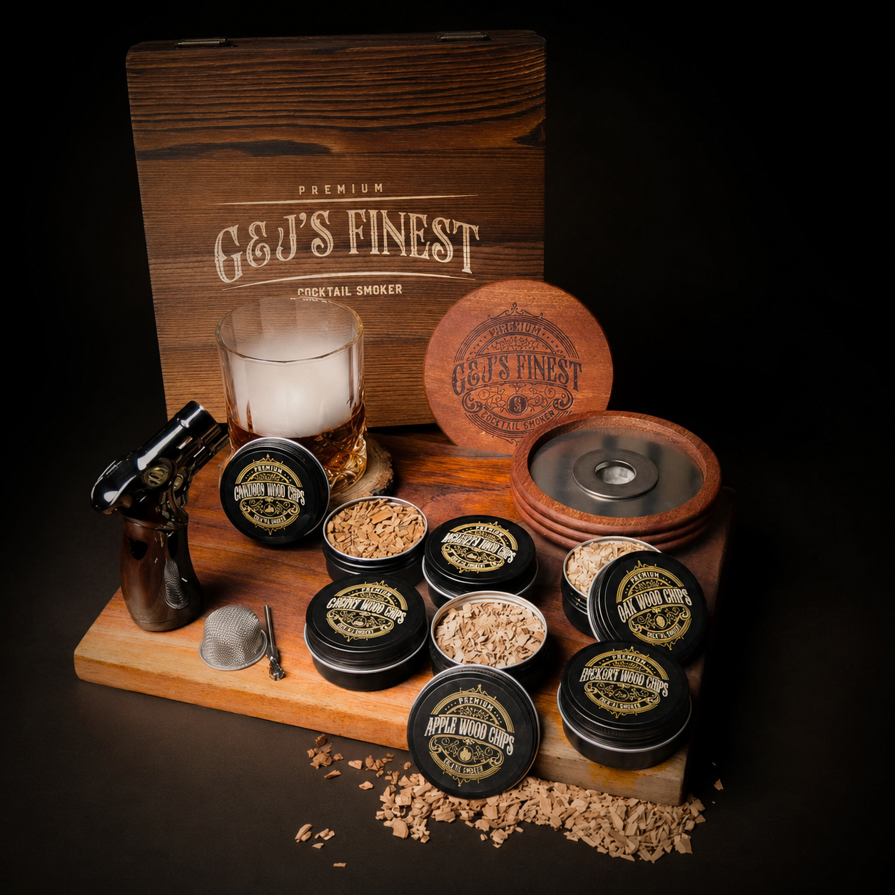 Amazon.com: Mahogany Whiskey Smoker Kit with Quad Torch & Wood Box